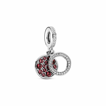 Charm Pandora Colours pendant double médaillon rouge scintillant en argent et oxyde de zirconium