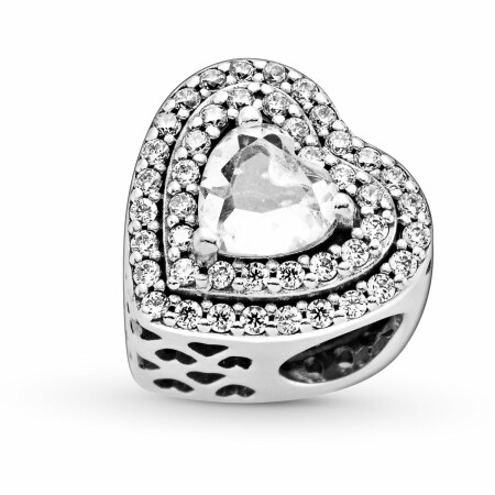 Charm Pandora Timeless cœurs nivelés scintillant en argent et oxyde de zirconium