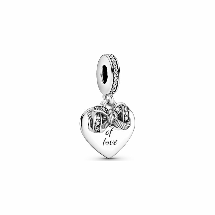 Charm Pandora Timeless pendant nœud & cœur d'amour en argent et oxyde de zirconium