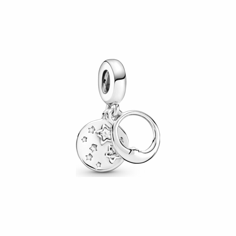 Charm Pandora Passions pendant lune endormie et étoiles en argent et oxyde de zirconium