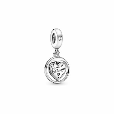 Charm Pandora People pendant pivotant mon âme sœur pour toujours & à jamais en argent et oxyde de zirconium