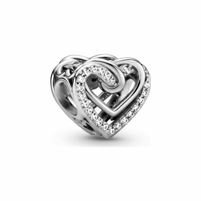 Charm Pandora People cœurs entrelacés scintillant en argent et oxyde de zirconium