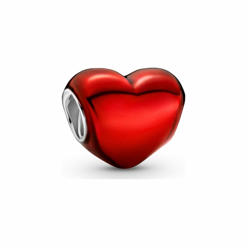 Charm Pandora Colours cœur rouge métallique en argent