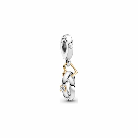 Charm Pandora People pendant alliances bicolore en argent, or jaune et oxyde de zirconium