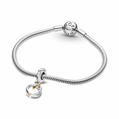 Charm Pandora People pendant alliances bicolore en argent, or jaune et oxyde de zirconium