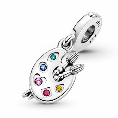 Charm Pandora Passions pendant palette d'artiste en argent et cristal, oxyde de zirconium