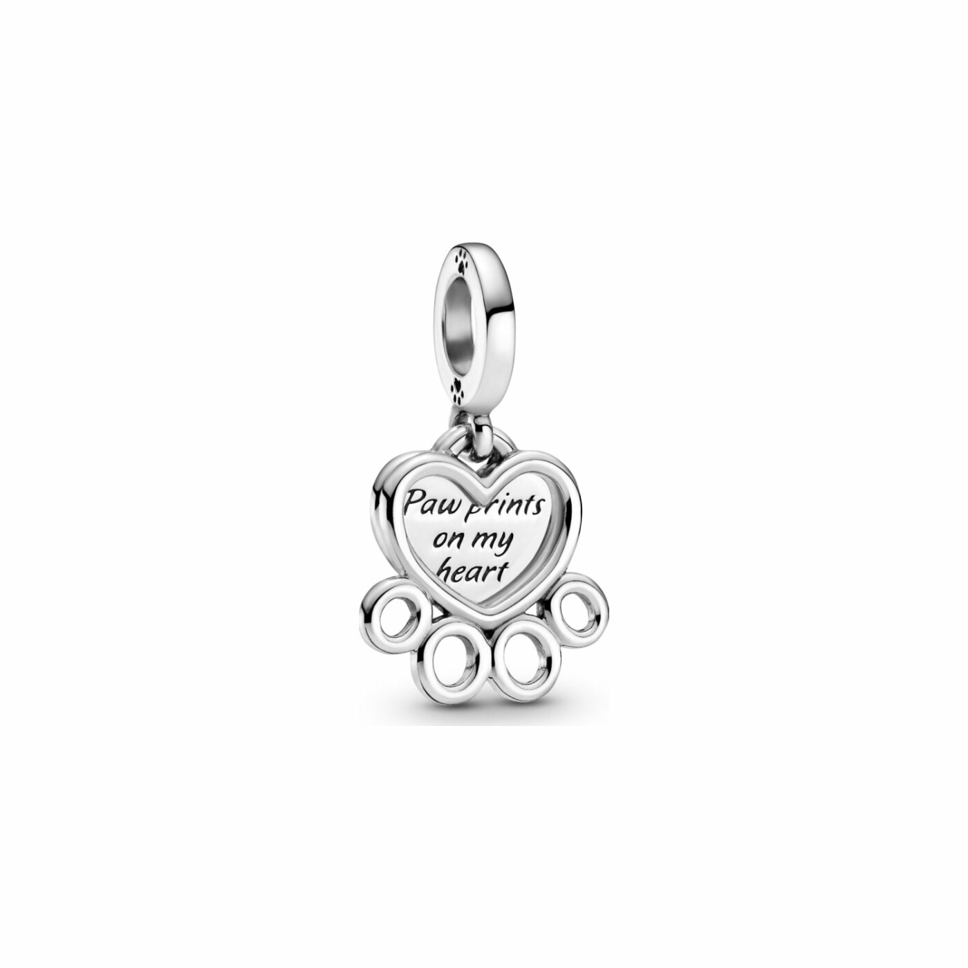 Charm Pandora Passions pendant cœurs et empreinte de pattes en argent