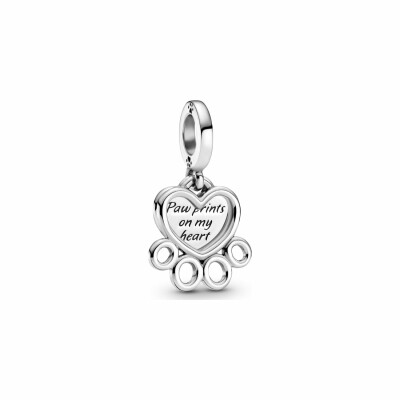 Charm Pandora Passions pendant cœurs et empreinte de pattes en argent