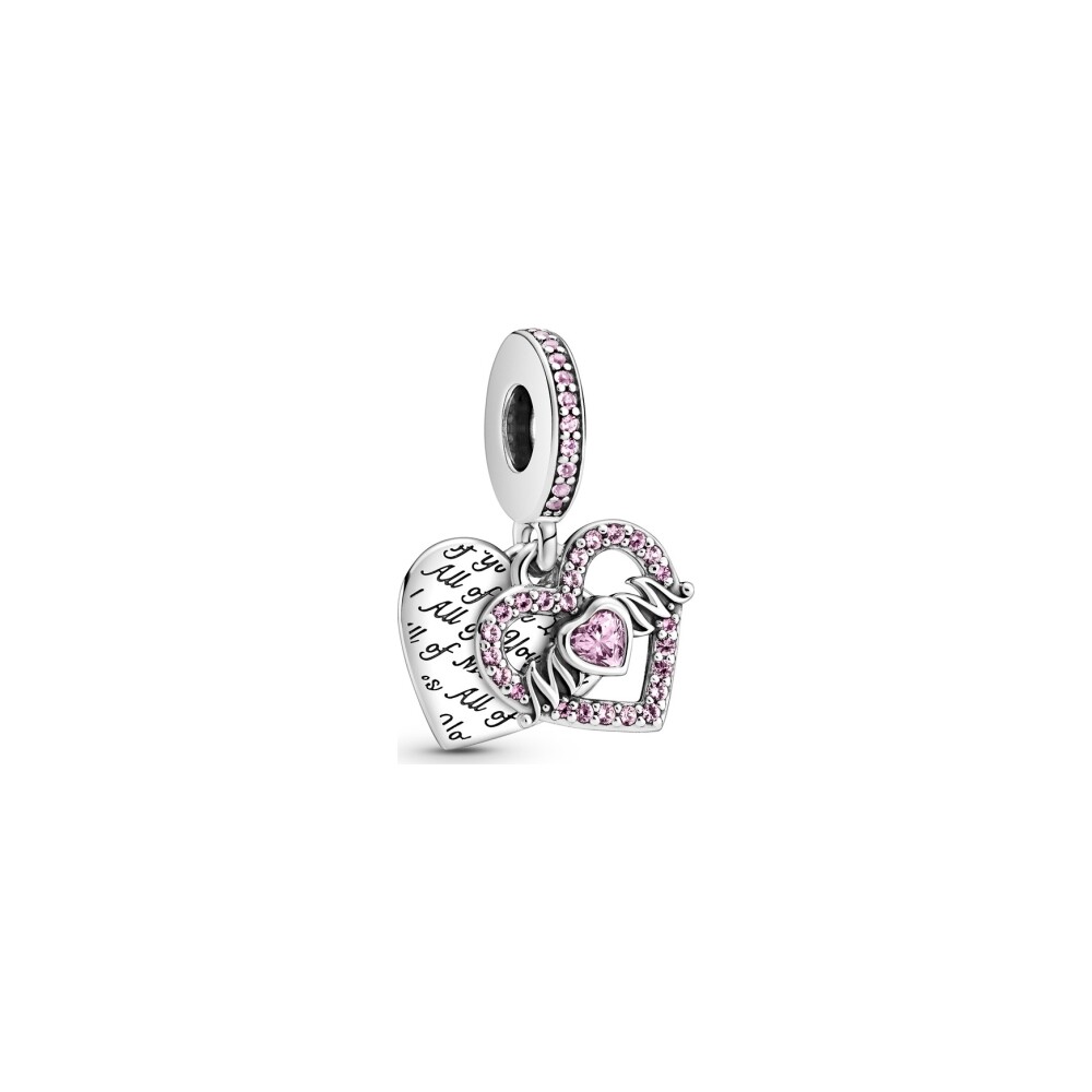 Charm Pandora avec pendentif cœur & mum en argent