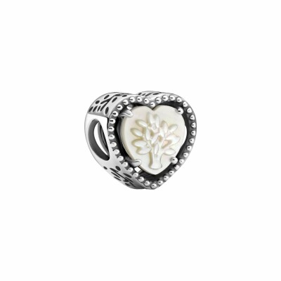 Charm Pandora cœur ajouré & arbre généalogique en argent et nacre