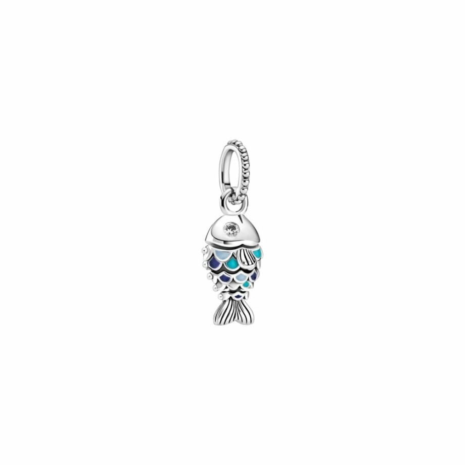 Charm pendentifs Pandora Poisson à écailles bleues en argent et oxyde de zirconium