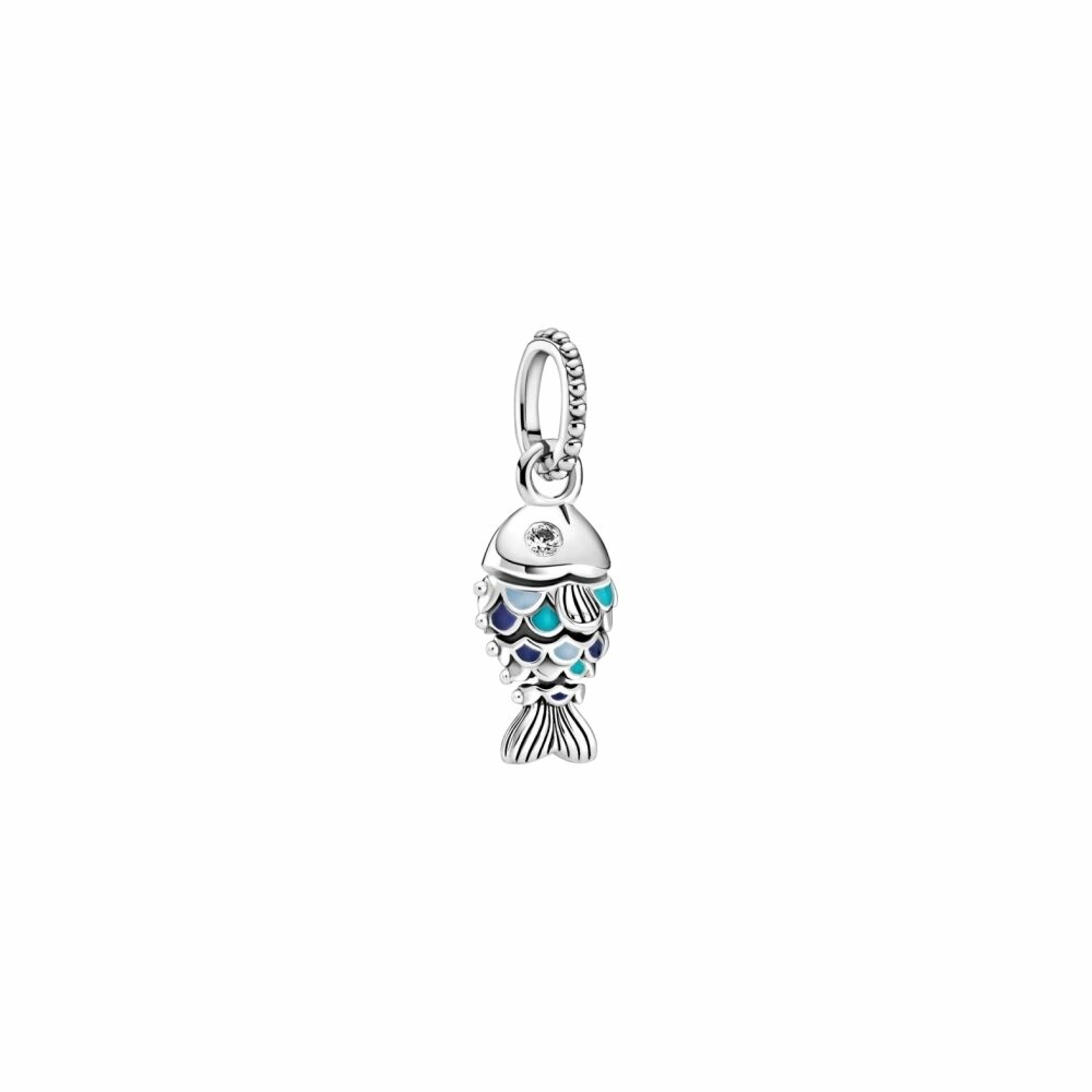Charm pendentifs Pandora Poisson à écailles bleues en argent et oxyde de zirconium