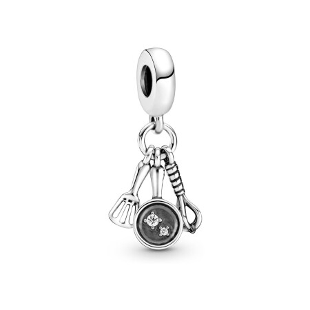 Charm Pandora avec pendentif spatule, poêle & fouet en argent