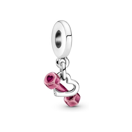 Charm Pandora avec pendentif haltère & cœur en argent