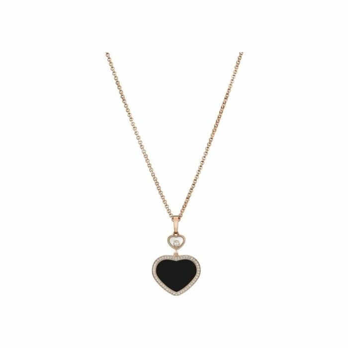 Chopard Happy Hearts pendant, rose gold, onyx, diamonds