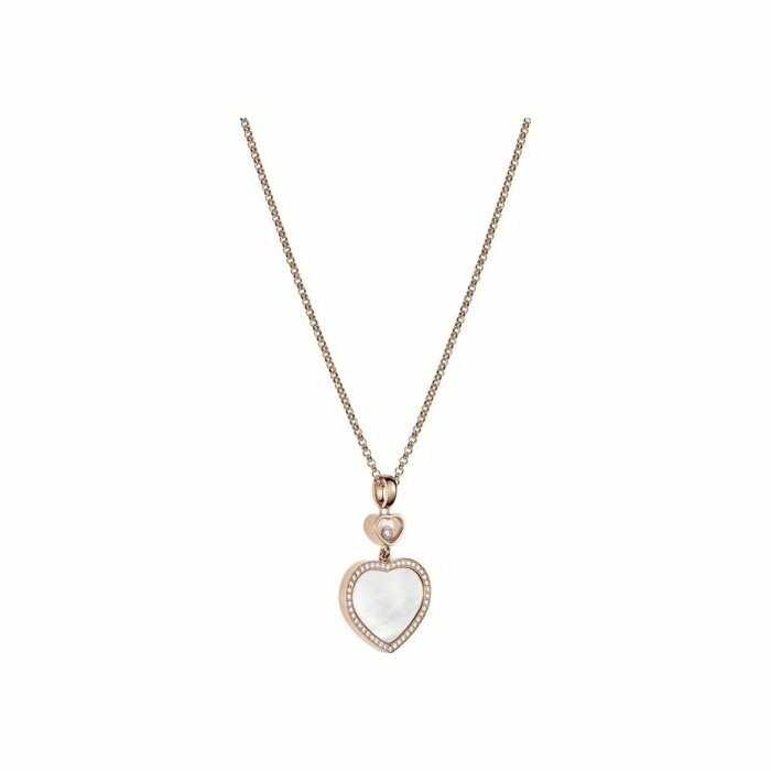 Pendentif Chopard Happy Hearts en or rose, diamants et nacre