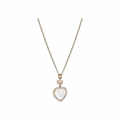 Pendentif Chopard Happy Hearts en or rose, diamants et nacre