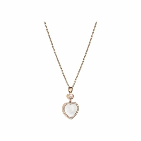 Chopard Happy Hearts pendant, pink gold, diamonds, mother-of-pearl