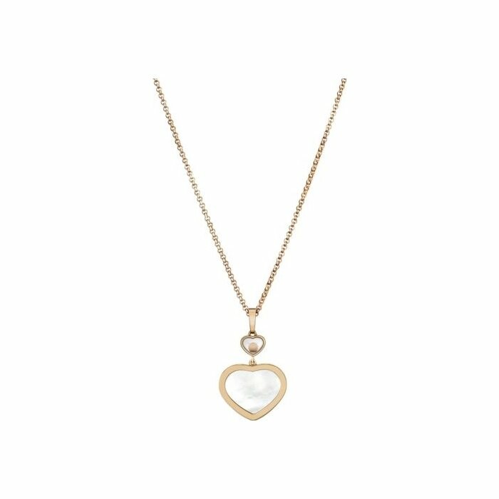 Chopard Happy Hearts pendant, pink gold, diamonds, mother-of-pearl