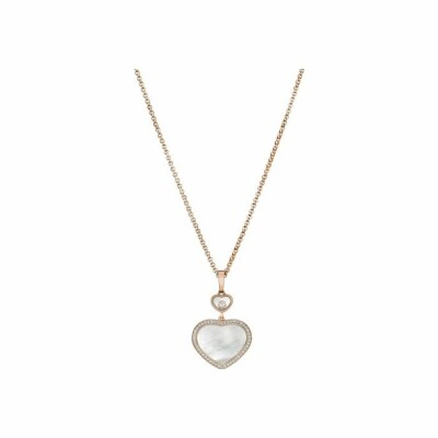 Pendentif Chopard Happy Hearts en or rose, diamants et nacre