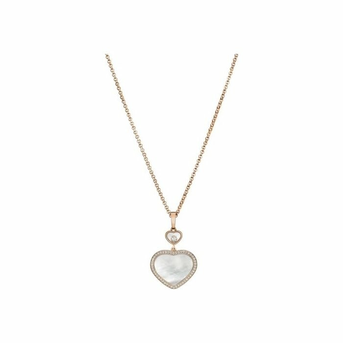 Chopard Happy Hearts pendant, pink gold, diamonds, mother-of-pearl