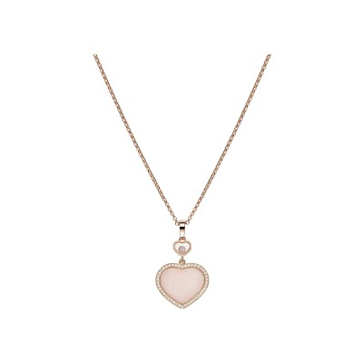 Pendentif Chopard Happy Hearts en or rose, diamants et opale