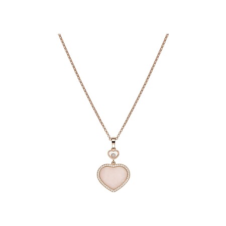 Pendentif Chopard Happy Hearts en or rose, diamants et opale