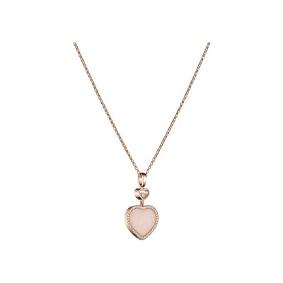 Pendentif Chopard Happy Hearts en or rose, diamants et opale