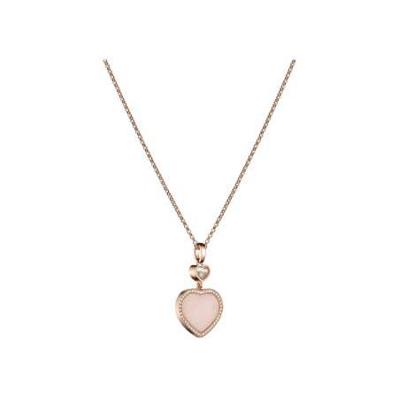 Pendentif Chopard Happy Hearts en or rose, diamants et opale