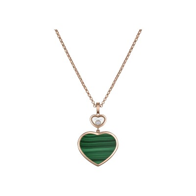 Chopard Happy Hearts, rose gold, diamond, malachite pendant