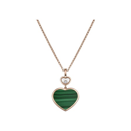 Pendentif Chopard Happy Hearts en or rose, diamant et malachite