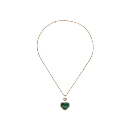 Pendentif Chopard Happy Hearts en or rose, diamant et malachite