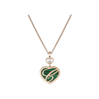 Chopard Happy Hearts, rose gold, diamond, malachite pendant