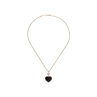 Pendentif Chopard Happy Hearts en or rose, diamant et onyx