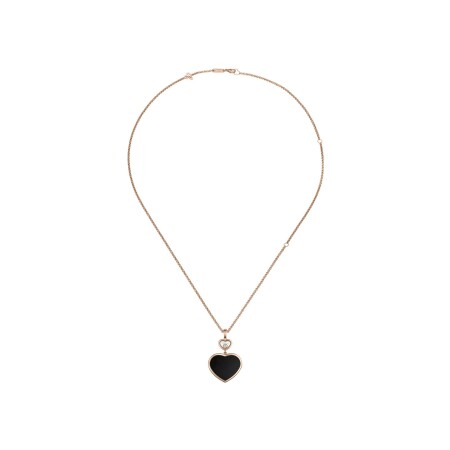 Pendentif Chopard Happy Hearts en or rose, diamant et onyx