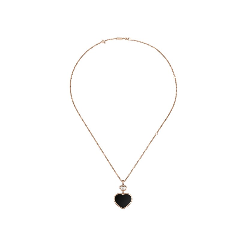Chopard Happy Hearts, rose gold, diamond, onyx pendant