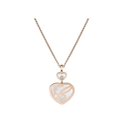 Pendentif Chopard Happy Hearts en or rose, diamant et nacre