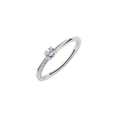 Solitaire serti vrilles en or blanc et diamants de 0.30ct