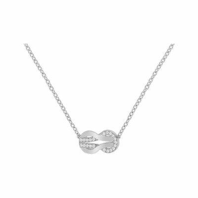 Collier FRED Chance Infinie moyen modèle en or blanc et semi pavé de diamants blancs