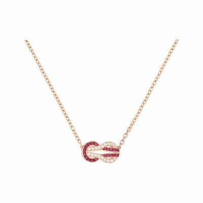 Collier FRED Chance Infinie moyen modèle en or rose, rubis et diamants