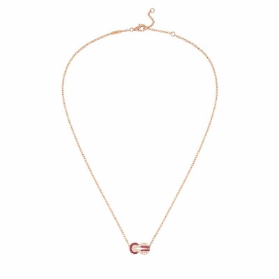 Collier FRED Chance Infinie moyen modèle en or rose, rubis et diamants