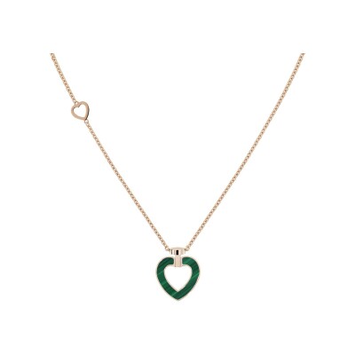 Collier FRED Pretty Woman PM en or rose, diamants, nacre et malachite