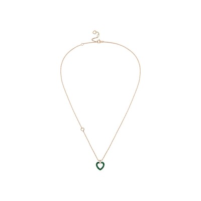 Collier FRED Pretty Woman PM en or rose, diamants, nacre et malachite