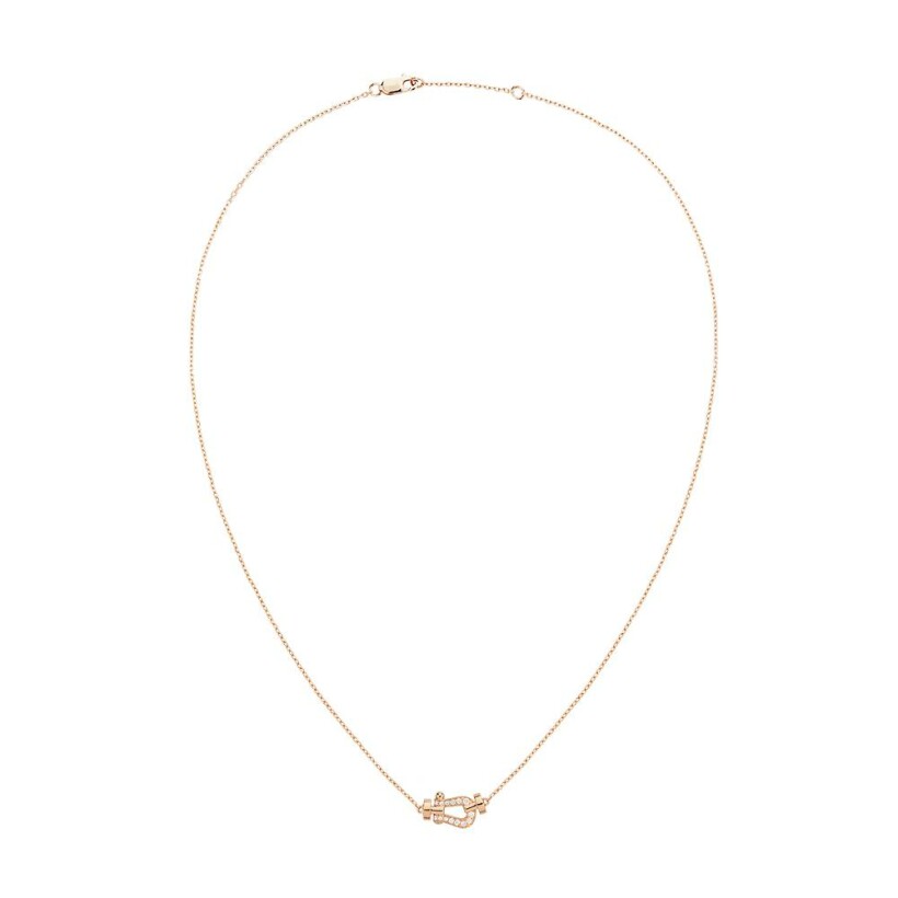 FRED Force 10 necklace, small model, pink gold and diamonds