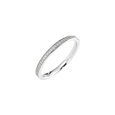 Alliance serti grains en or blanc et diamants