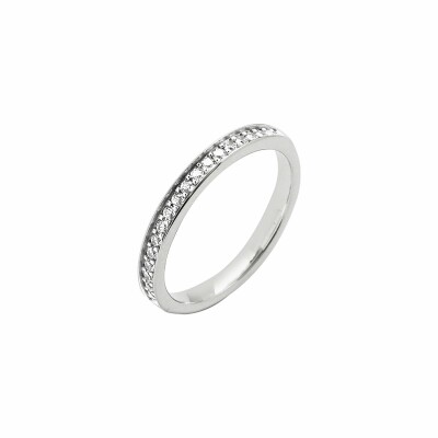 Alliance demi-tour serti grain en or blanc et diamants de 0.20ct