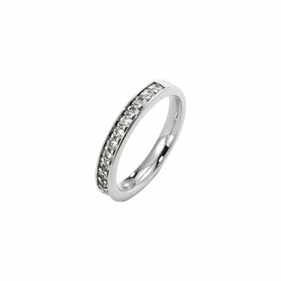 Alliance demi-tour serti grain en or blanc et diamants de 0.38ct