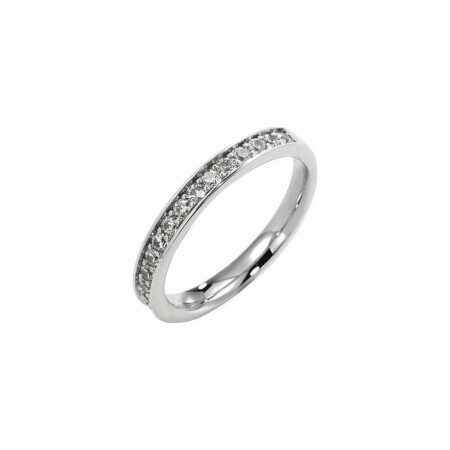 Alliance demi-tour serti grain en or blanc et diamants de 0.50ct