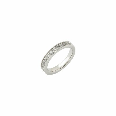 Alliance demi-tour serti grain en or blanc et diamants de 0.75ct