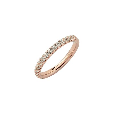 Alliance demi-tour serti griffe en or rose et diamants de 0.50ct